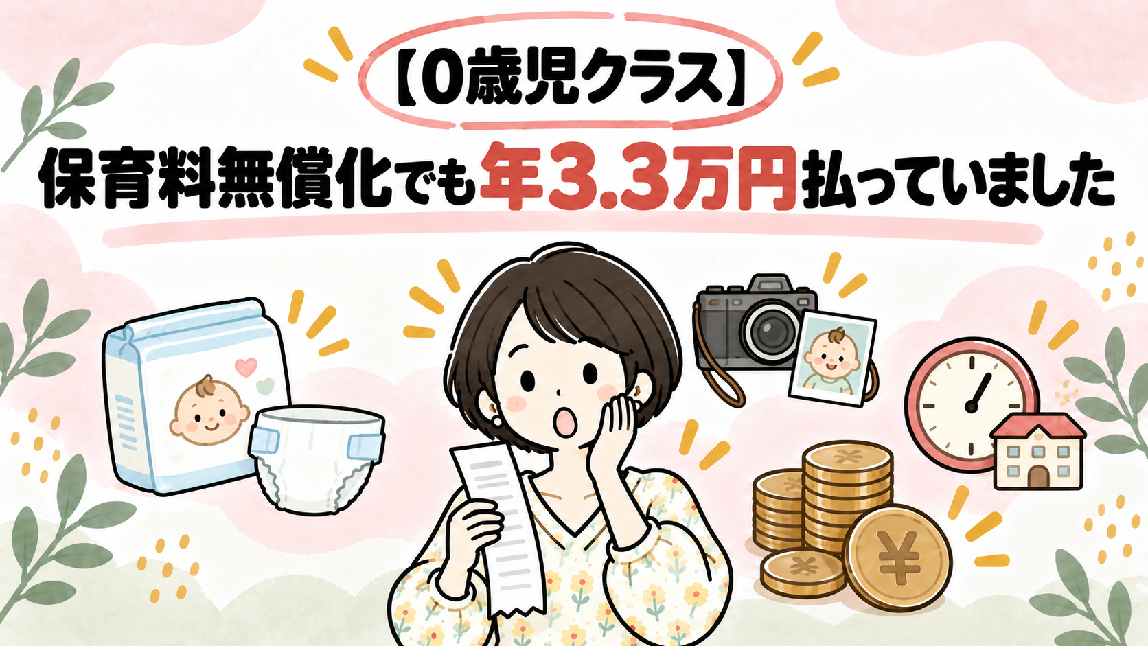 保育料無償化でも保育園でお金がかかることに驚くイラスト