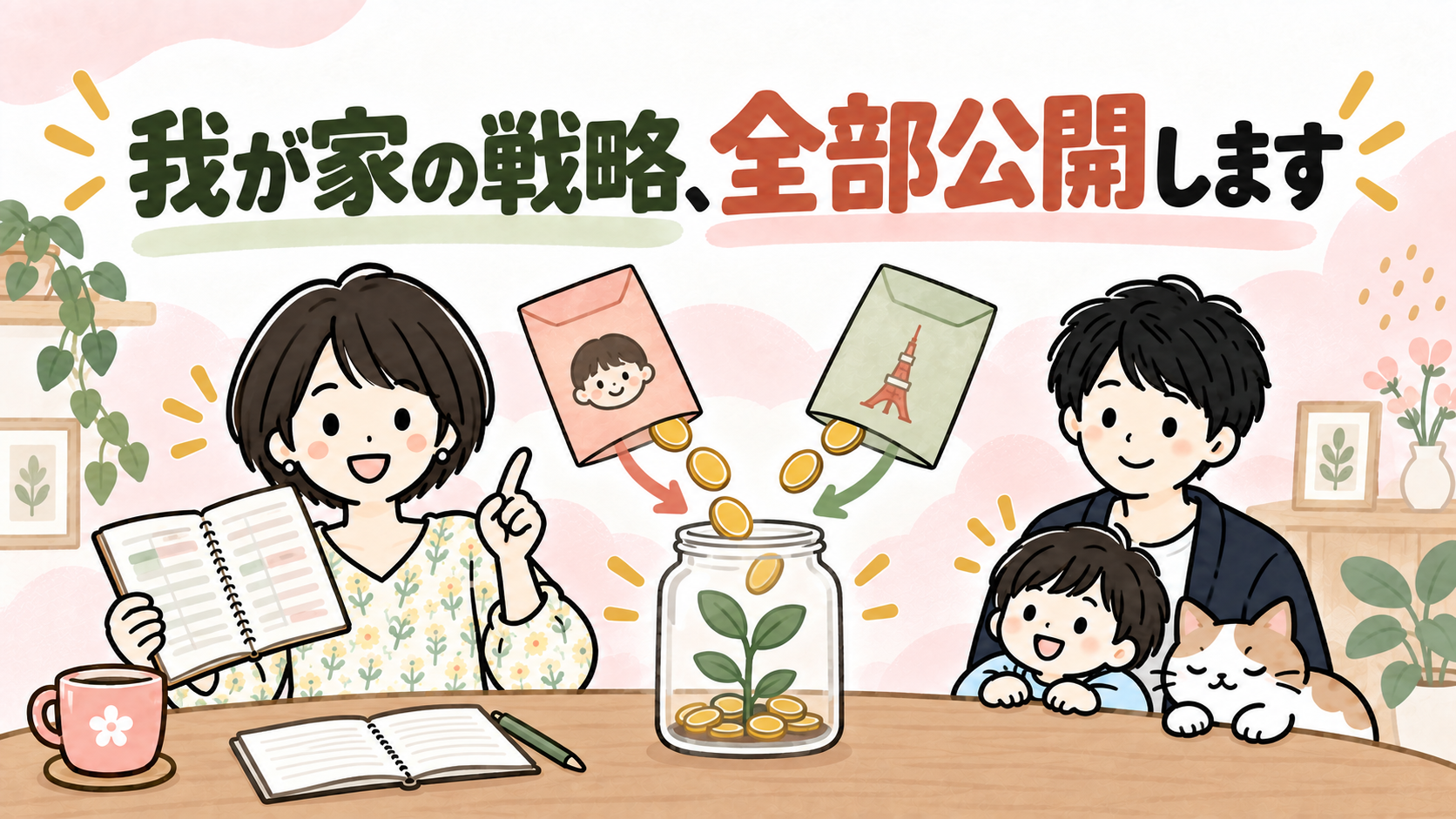 我が家の戦略を全部公開するイラスト