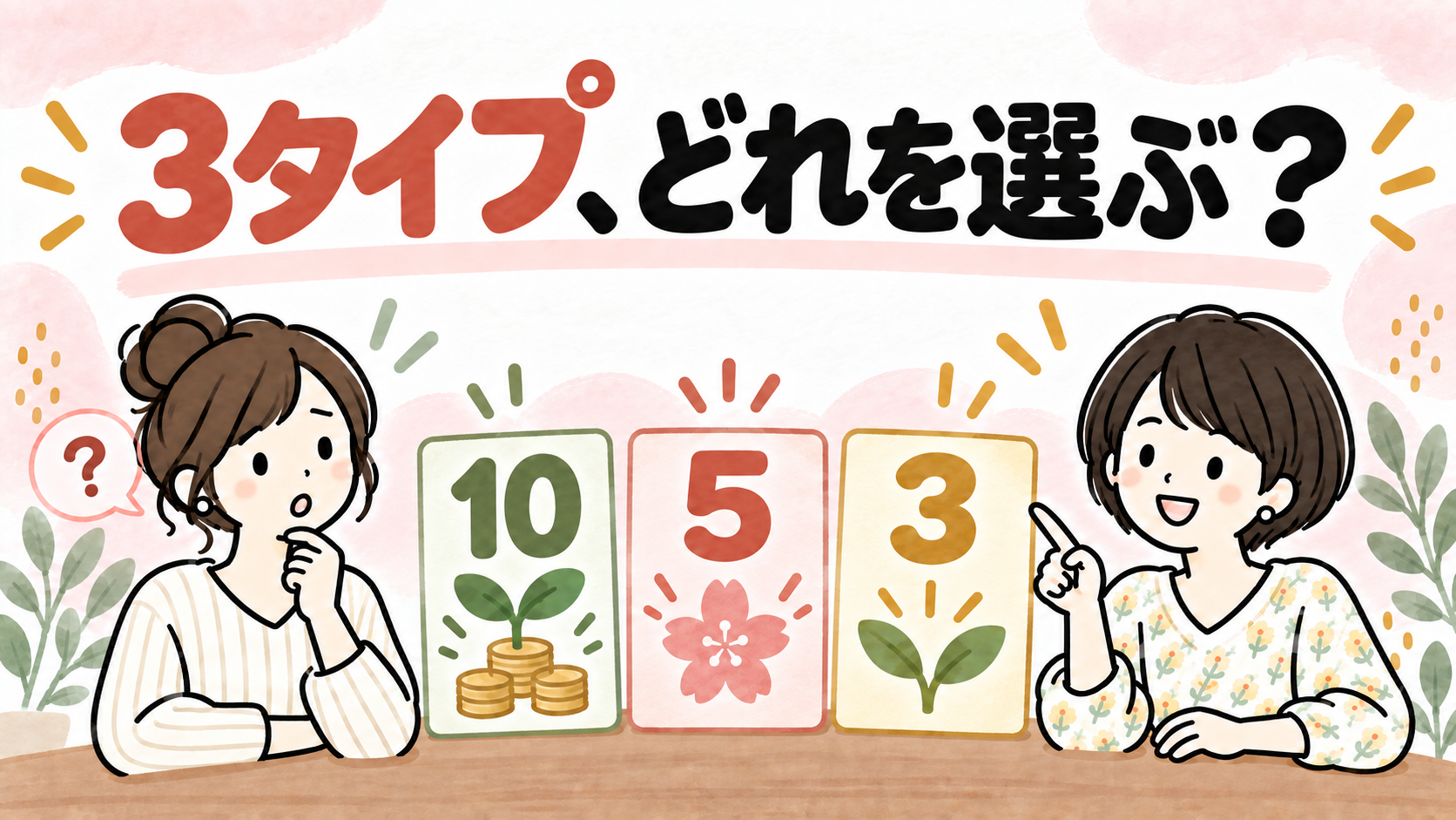 変動10年・固定5年・固定3年の3タイプを比較するイラスト