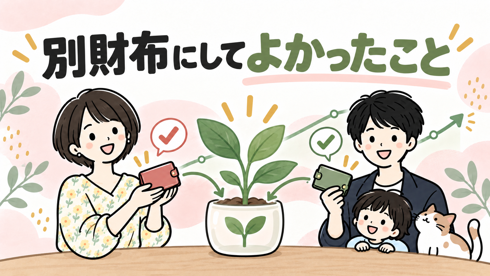 別財布にしてよかったこと。それぞれのお金が育つイラスト