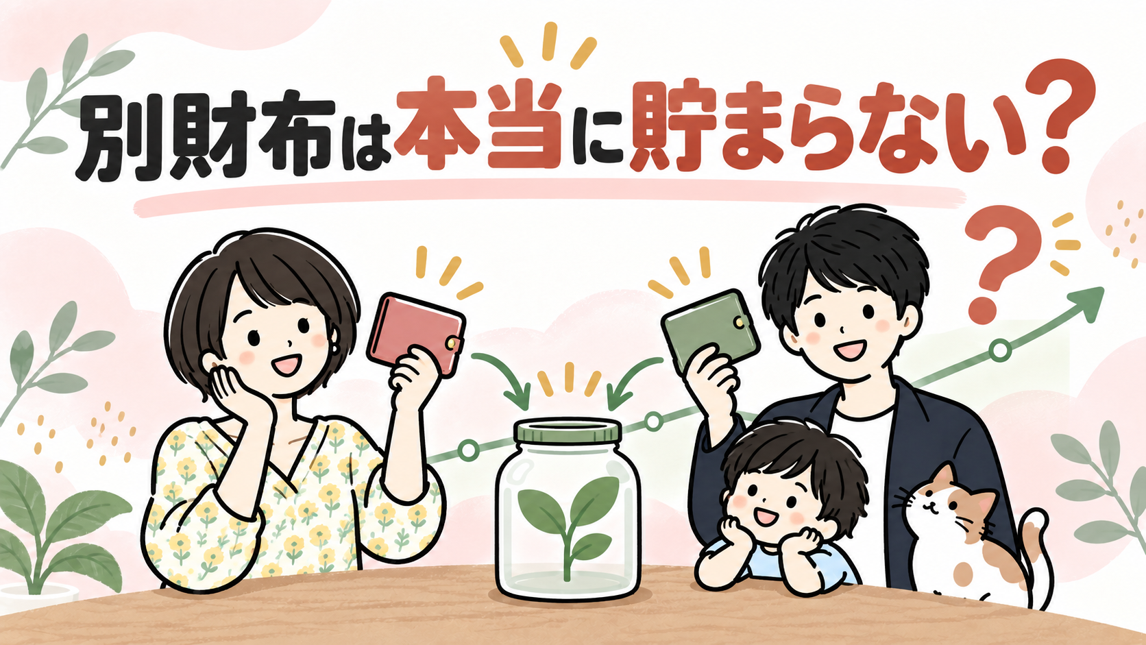 別財布は本当に貯まらない？疑問を投げかけるイラスト